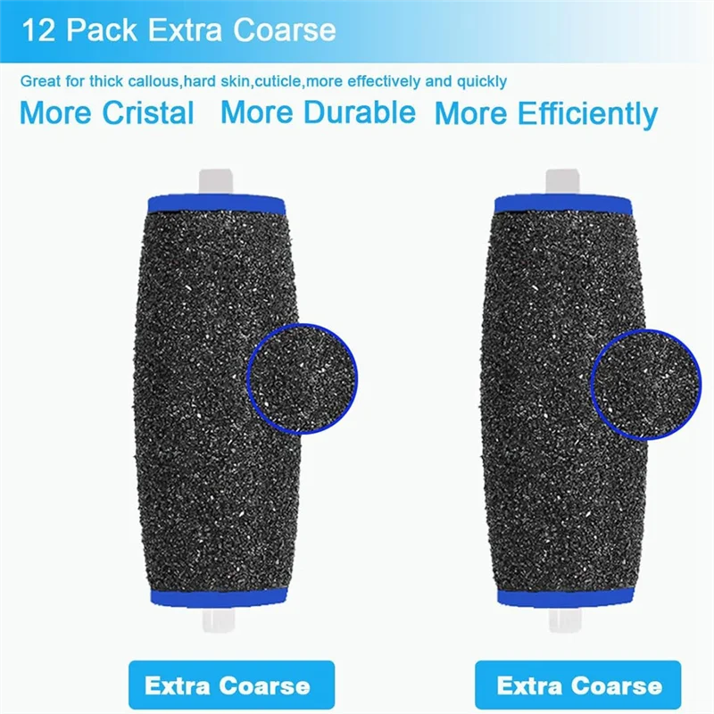 -ABJZ 12 Pack Extra Coarse Replacement Roller For Amope Pedi,Replacement Head Refills Compatible With Amope Pedi Refills