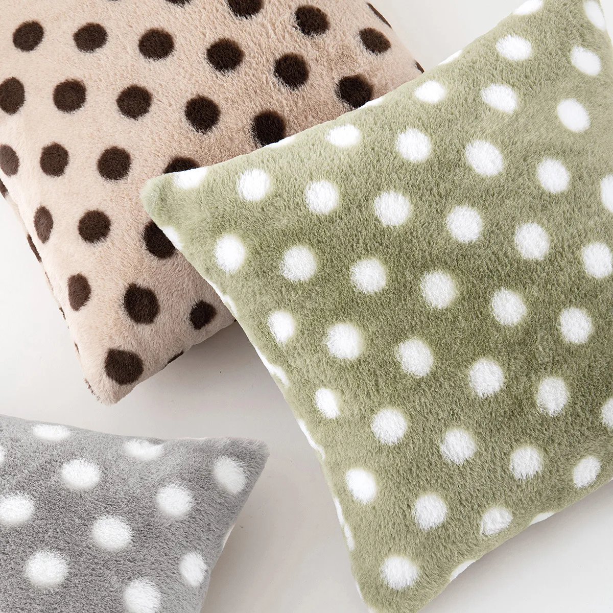 Dotted Circle Cute Soft Plush Printed Cushion Cover Living Room Sofa Vintage Square Pillow Cover Model Room Hotel Pillowcase