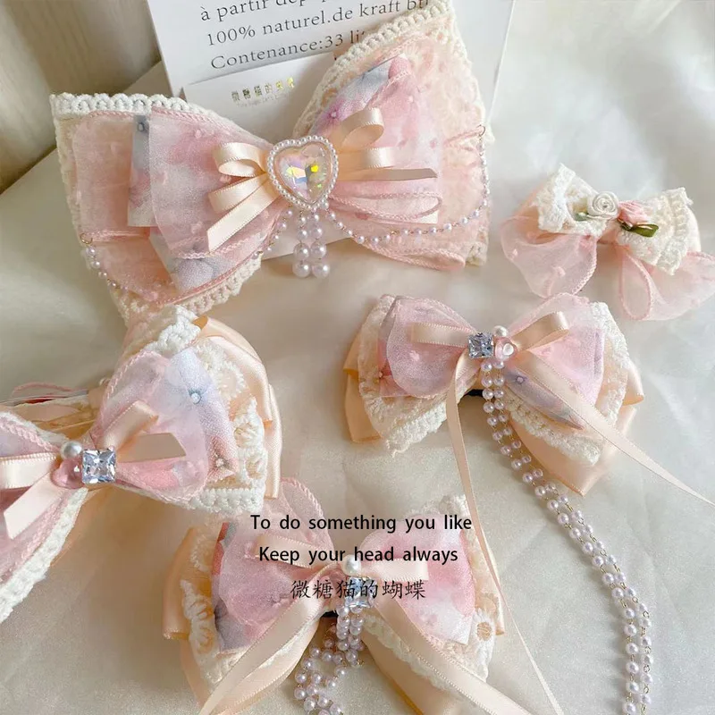 

Аксессуар для волос с бантиком, большая лента с кисточкой, пружинный зажим, боковой зажим с зажимом для фрикаделек-колокольчиком (с двумя идентификационными сторонами), маленькая булавка