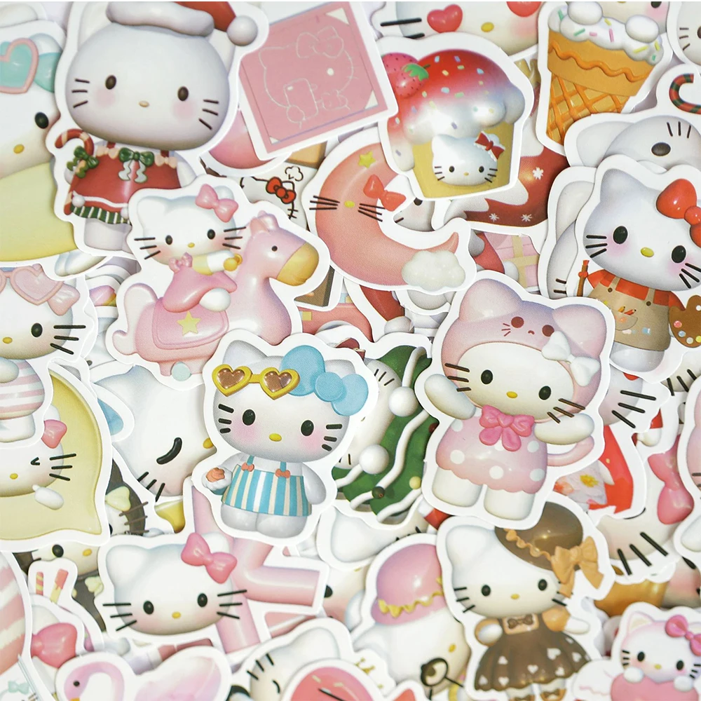 50/100pcs 3D Anime Cute Aesthetic Stickers Cinnamoroll My Melody Kuromi Laptop Guitar Phone Cartoon Decoration Sticker Decal Toy