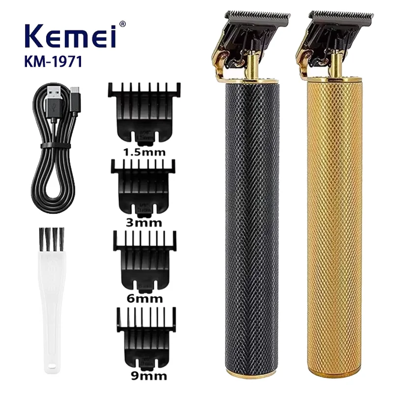 Kemei 1971 Wiederaufladbarer Friseur-Haarschneider für Männer, elektrische professionelle Bart-Haarschneidemaschine mit Kabel/schnurloser Haarschneidemaschine