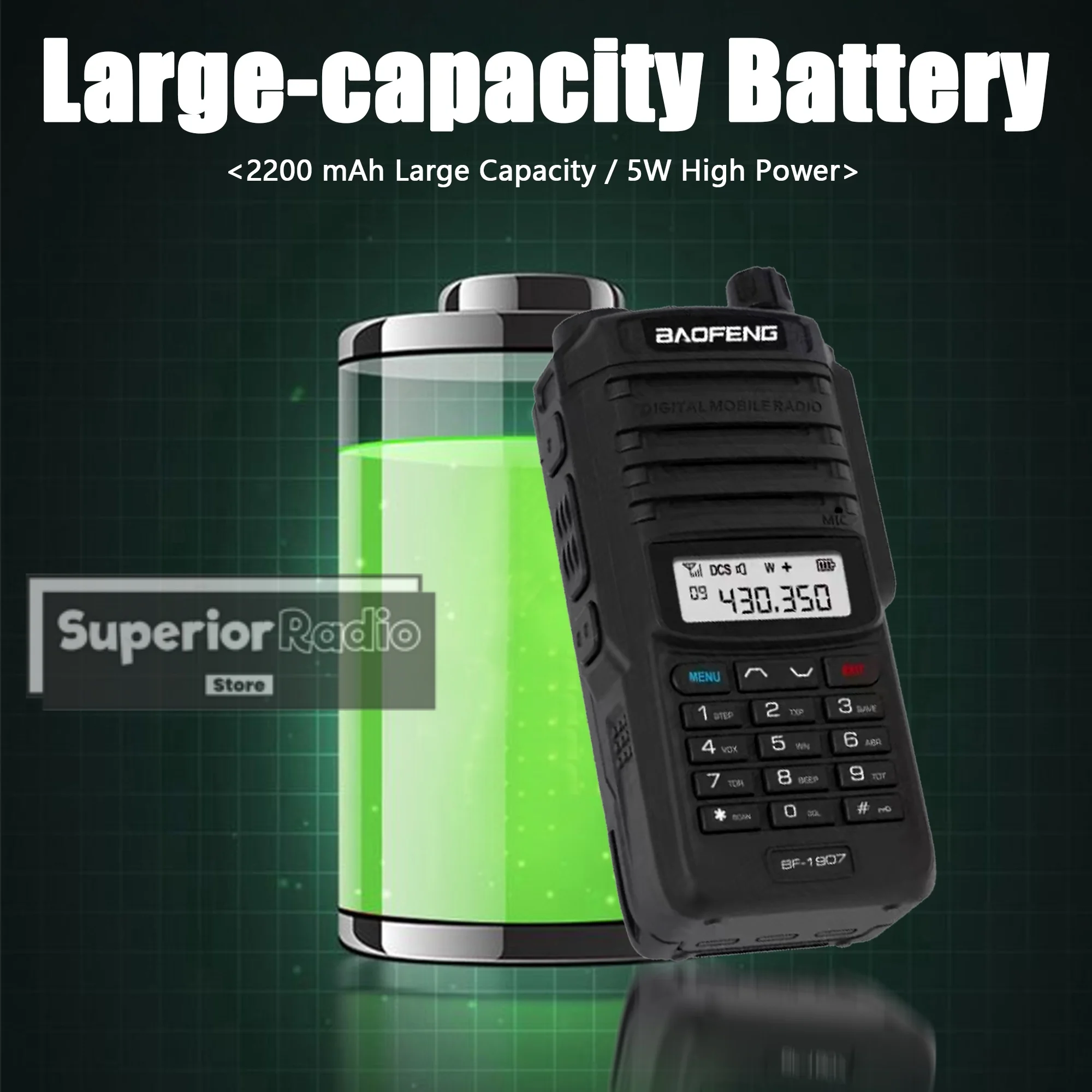 Baofeng BF-1907 جهاز اتصال لاسلكي من النوع C شحن 128 قناة طويلة المدى UHF VHF ثنائي النطاق محمول اتجاهين أجهزة الراديو لحم الخنزير للتخييم #2