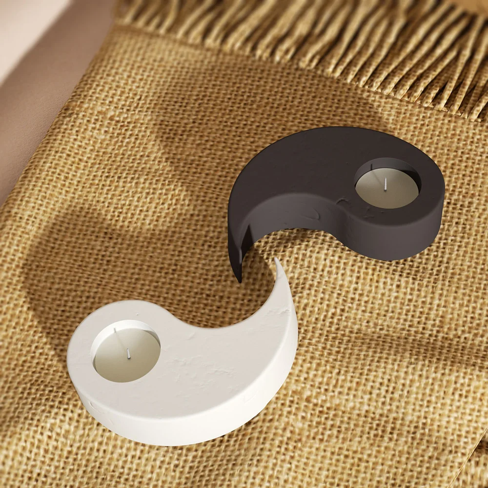 Yin Yang Cement świecznik formy Tealight beton świecznik silikonowe formy dekoracji wnętrz — zdjęcie 4