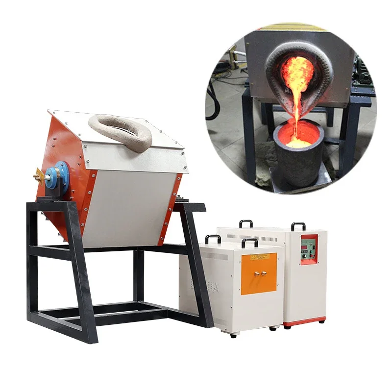 Gold, silver, copper, iron and aluminum smelting equipment dum ping medium frequency induction heating smelting furnace