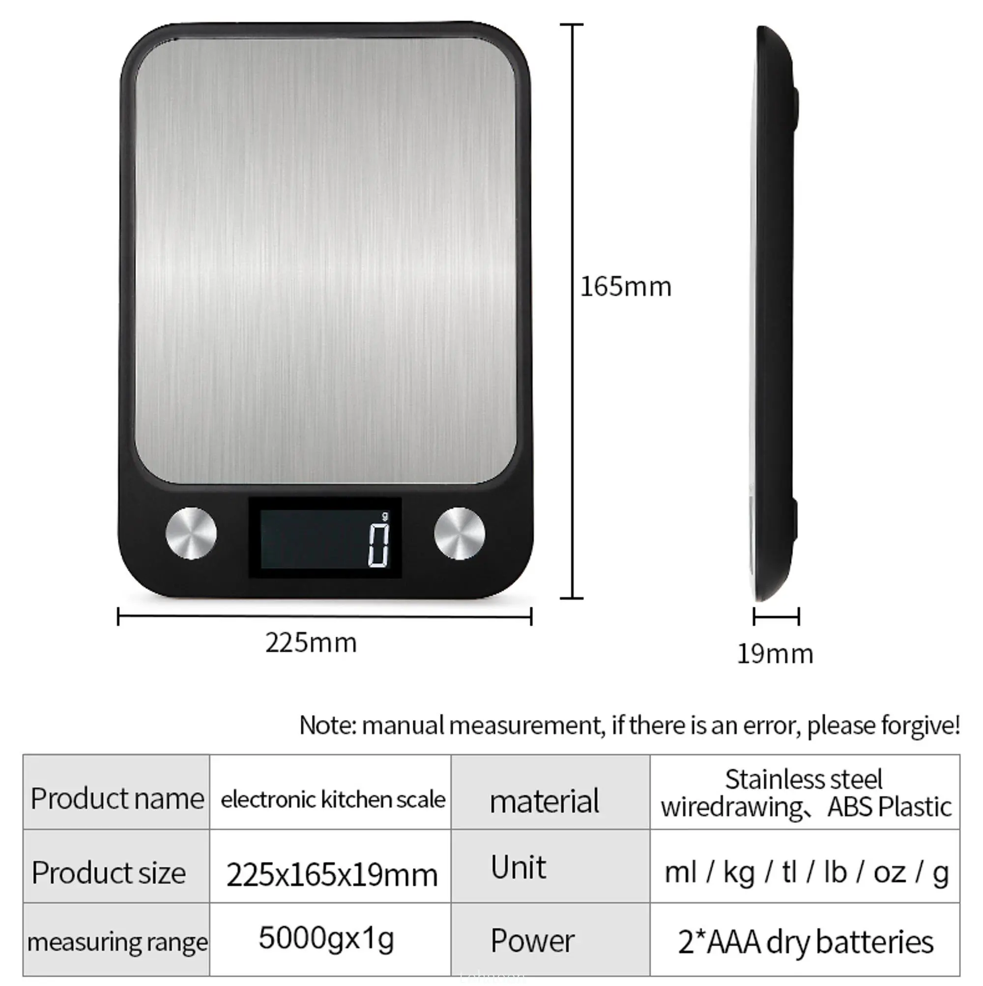 Kitchen Scale 5/10/15Kg Weighing Food Coffee Balance Digital Scales Stainless Steel Design Cooking and Baking Measuring Tools