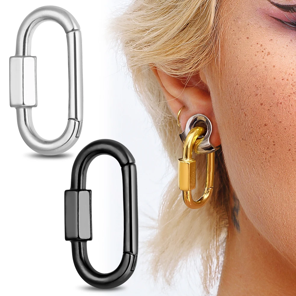 Giga 2 PCS 4mm 6g Ear Hoops Hanger Body Jewelry Stainless Steel Stretcher Weights Ear Plugs Gauges Expander Earrings Piercing