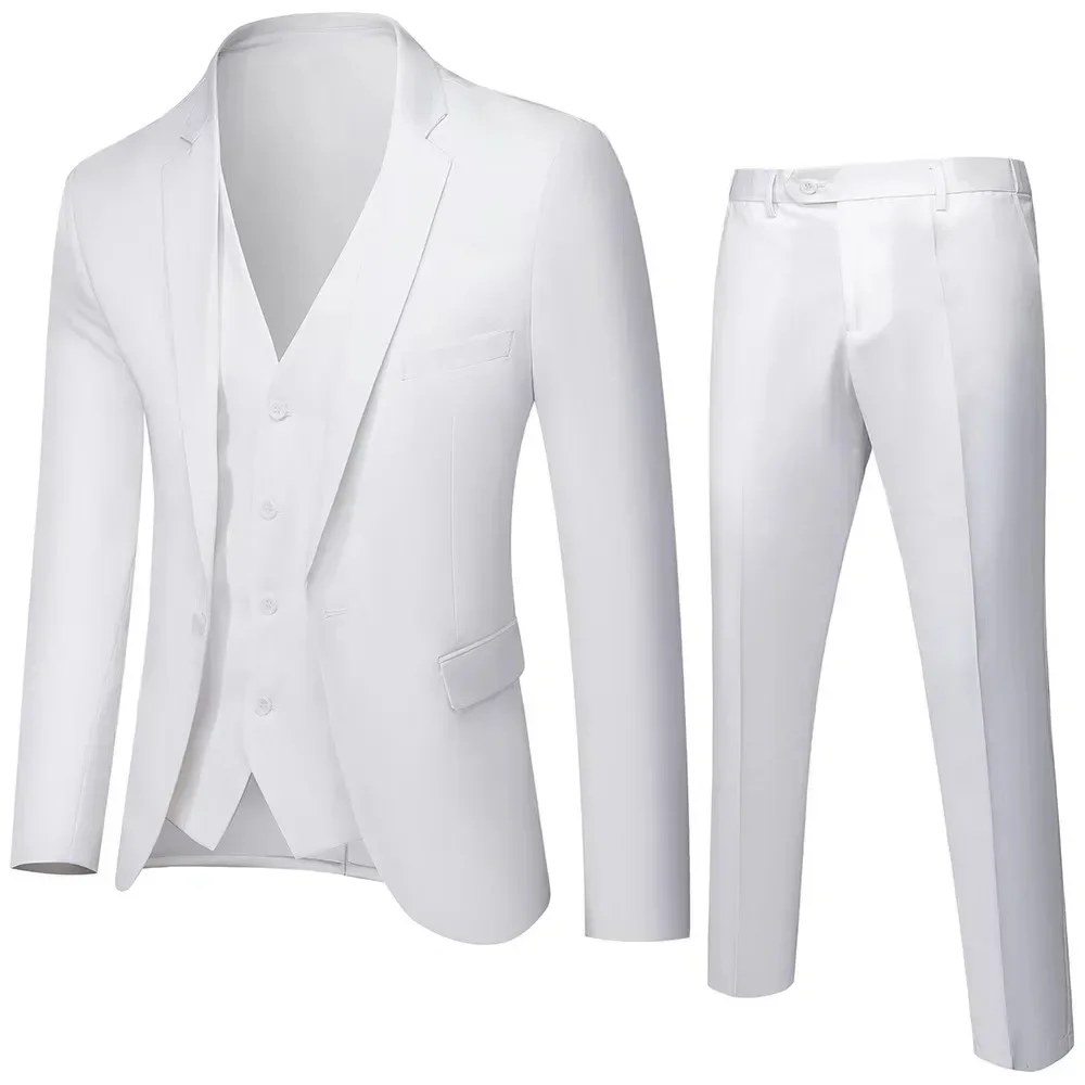 Mannen Pakken 3-delige set Notched Revers Slim Fit Smoking Formeel Smart Casual Bruiloft Pak Twee Knopen Aanpasbaar