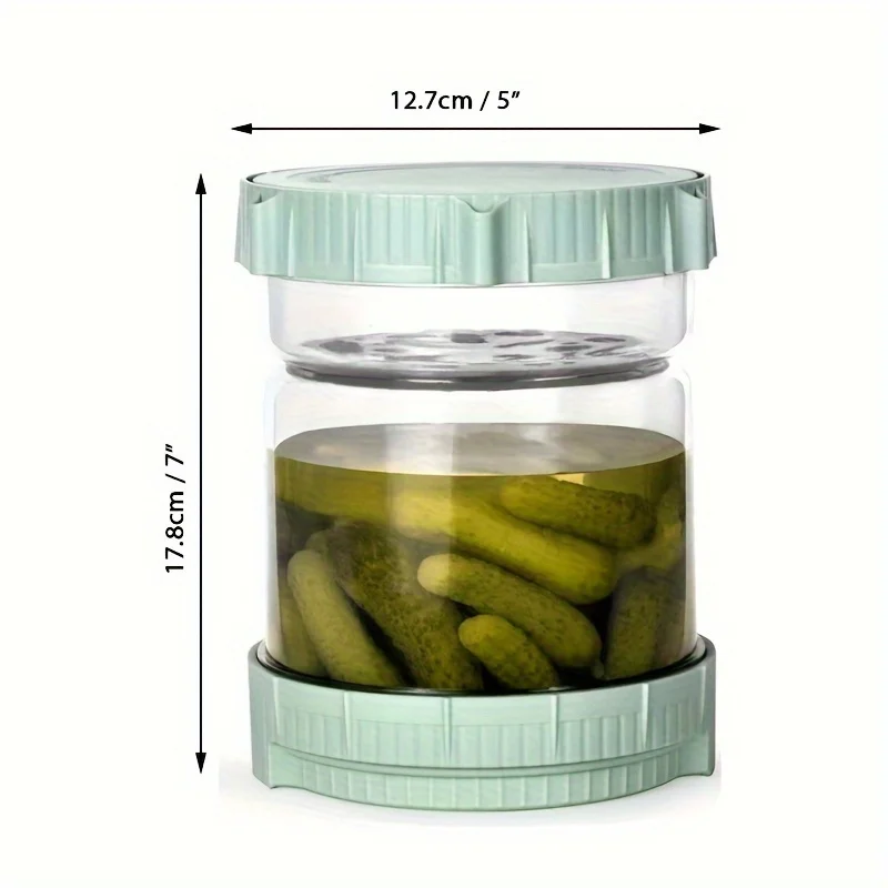 1pc Food Reversible Pickle Jar Large Capacity 52.9 Ounce Strainer Flip Pickle Jar With Leak Proof Container