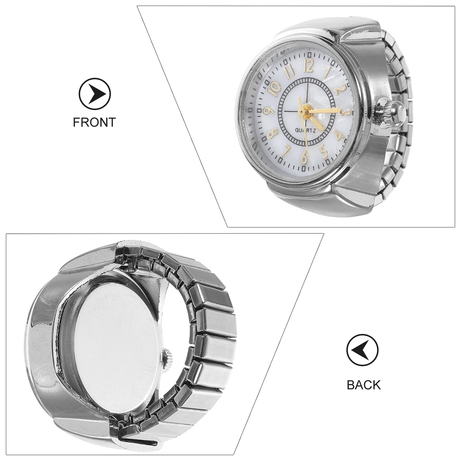 

1pc Digital Ring Watch Big Numbers Clear Display Fashionable Finger Timepiece Jewelry For Women Men Silver Gift Accessory Smart