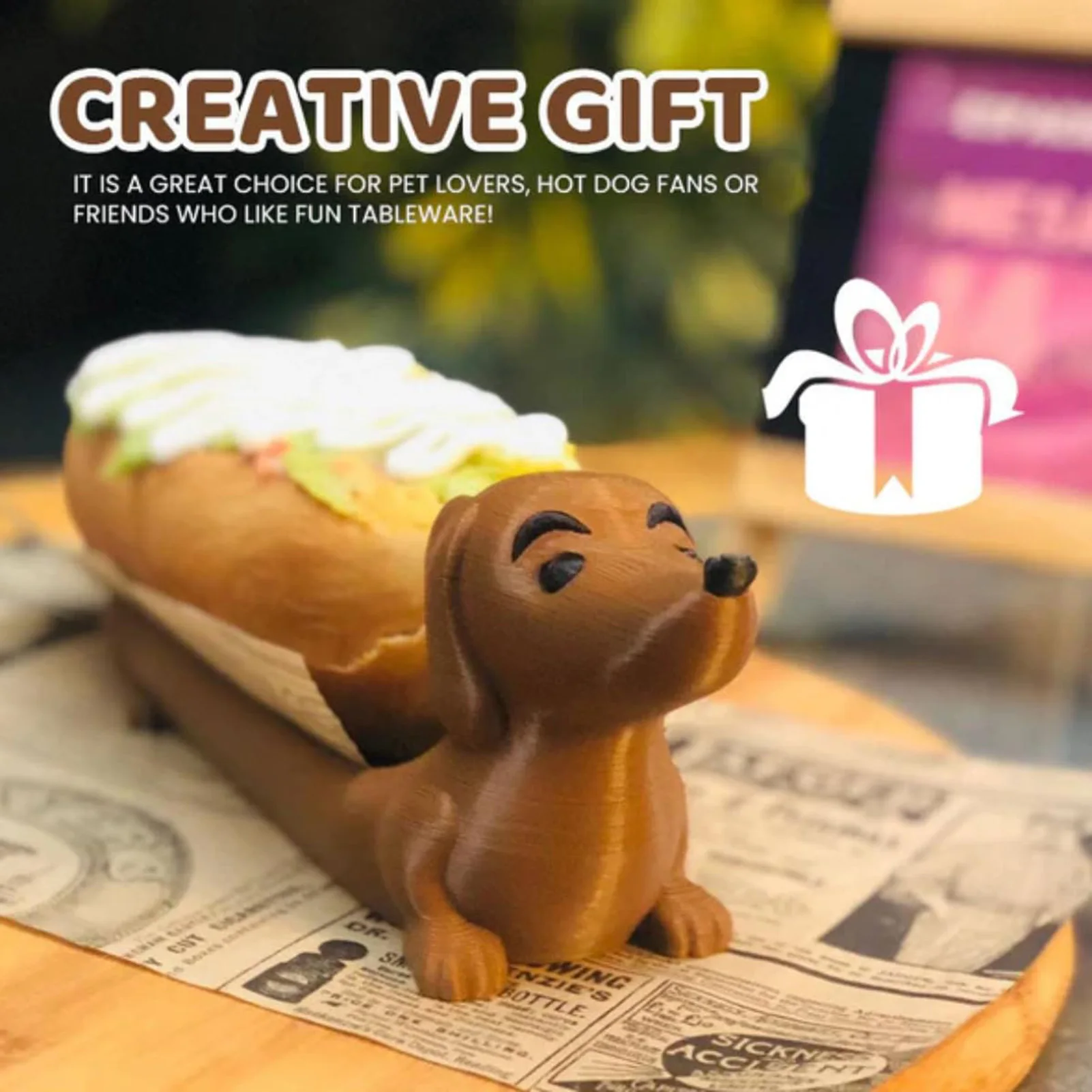 

New Creative Food Tray Artificial Plastic Dachshund Plate For Sandwich Hot Dog Bread Cake Durable Breakage-proof Kitchenwares