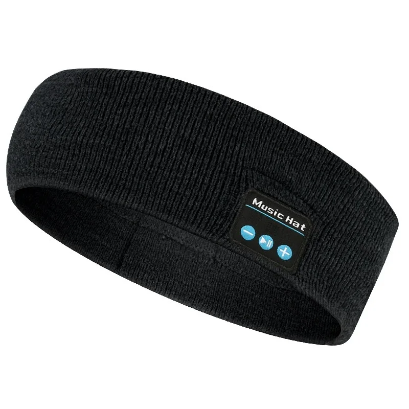 Wireless Bluetooth Headband Sweatproof Secure Hair Band Knit Fabric Hat Sports Headbands Rechargeable Headphones for Workout Gym