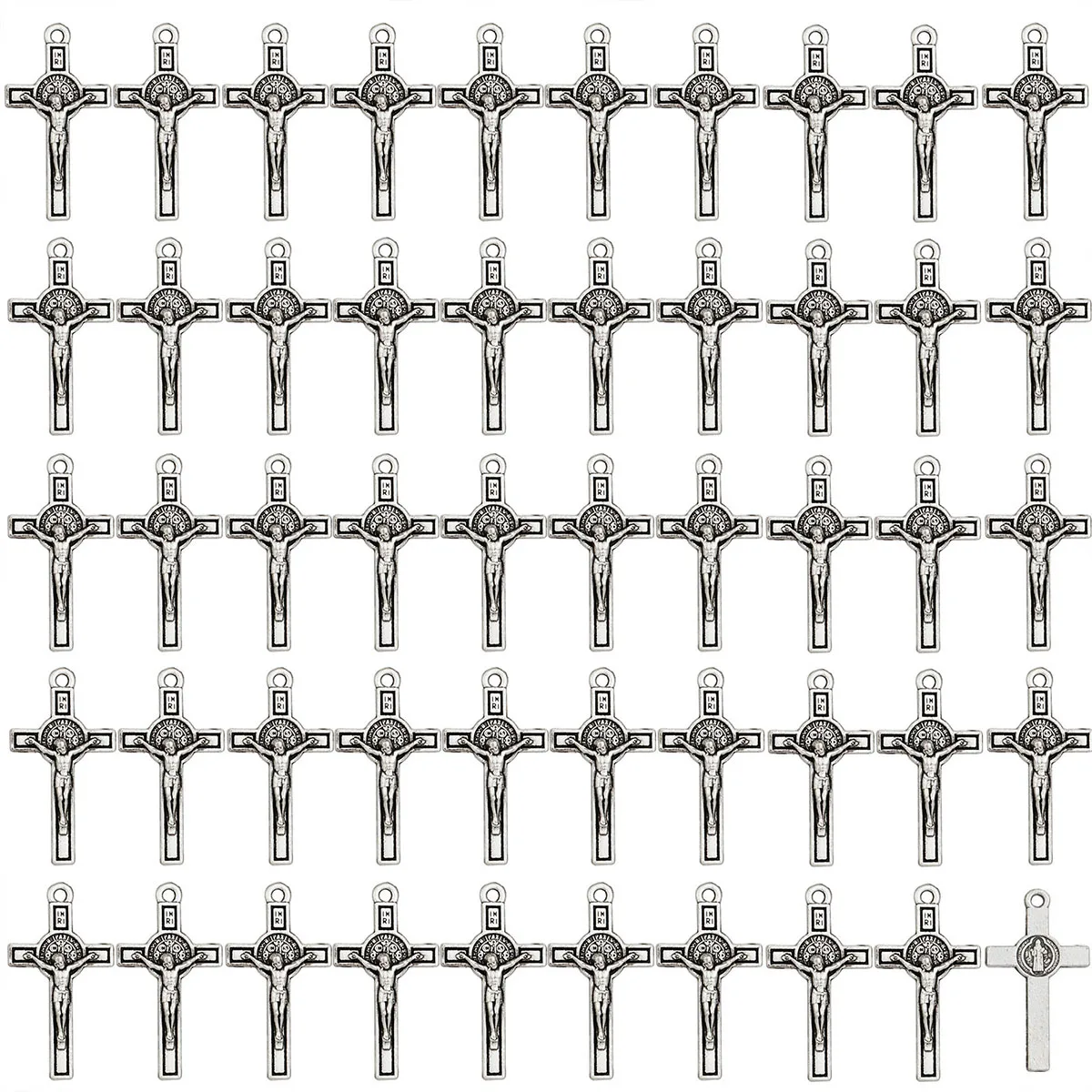 ديالو 50 قطعة طرد الأرواح سانت بنديكت ميدالية المعلقات الكاثوليكية الصليب المسيح يسوع الصليب دلايات قلادة لتقوم بها بنفسك مجوهرات اكسسوارات