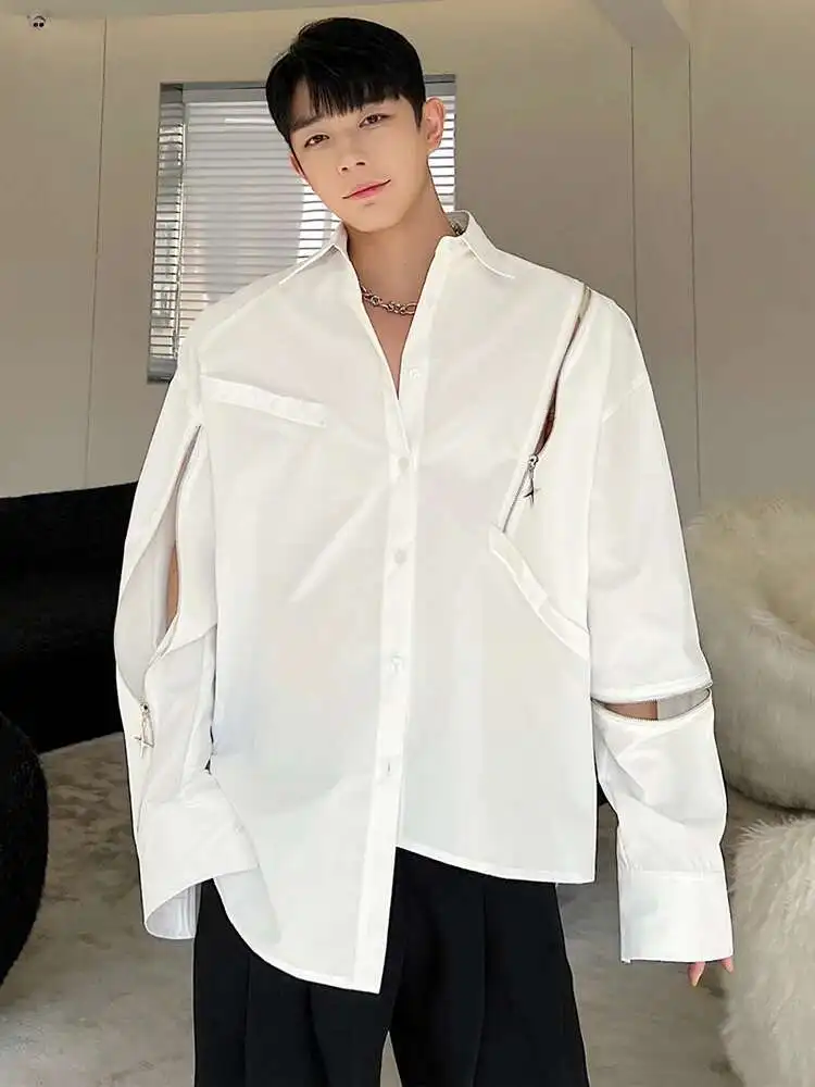 LUZHEN Fashion Splicing Design Loose Shirts Men\'s Original Elegant Trendy 2024 Autumn New Long Sleeve Korean Street Tops LZ3749