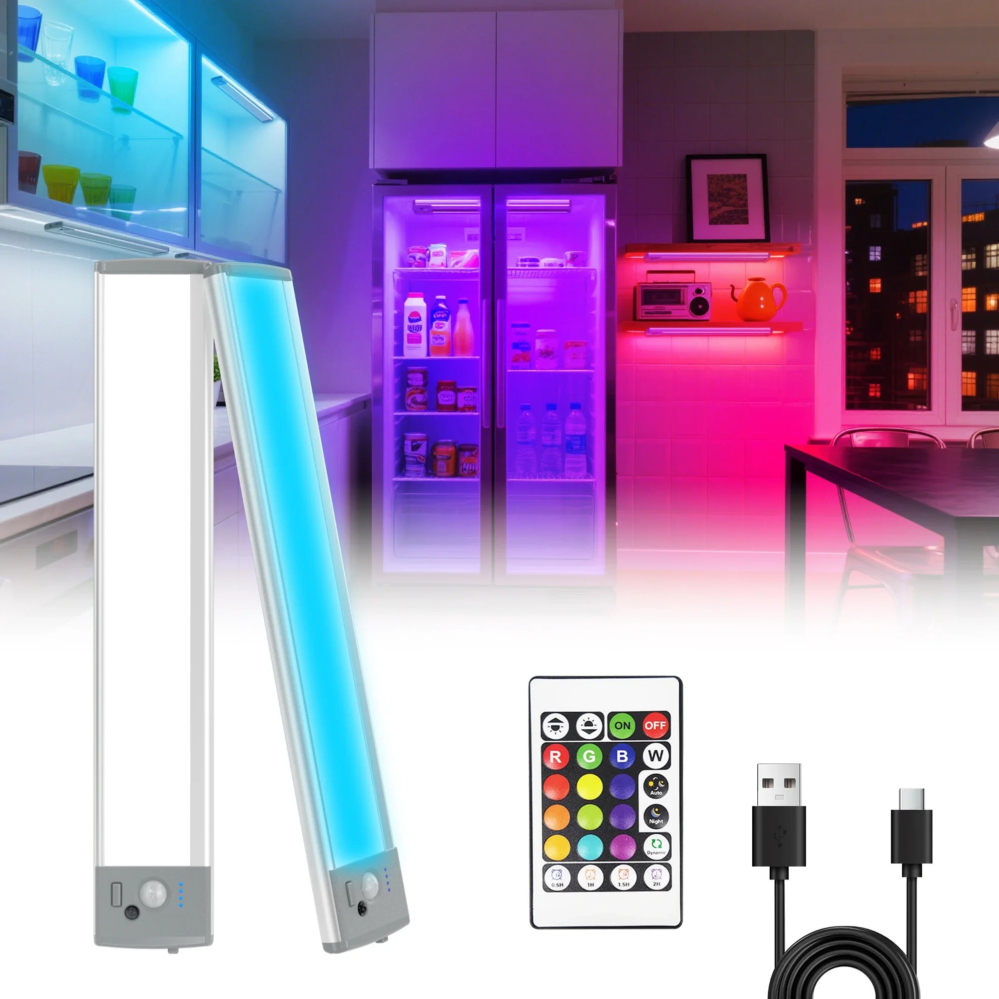 Smart Rechargeable Colored Lights, Remote Control Night Lights, Cabinet Lights, Sensor Lights, Home Atmosphere Lights, Suitable for Living Rooms, Entrance Halls, Bedrooms, Etc