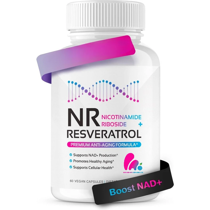 Resveratrol supplement capsule anti-aging formula, nicotinamide riboside, resveratrol, vitamin C, grape seeds, pine bark