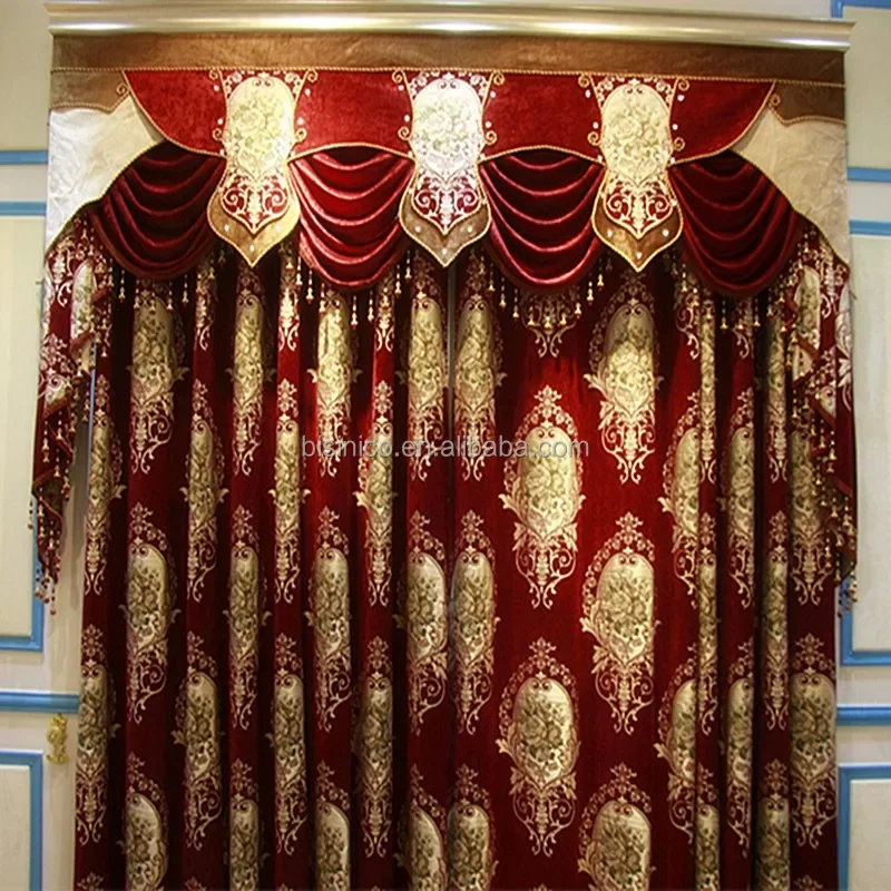 TOP ONE 2016 Polyester Luxury Embroidery Window Curtains/ Popular Elegant Beaded Curtains