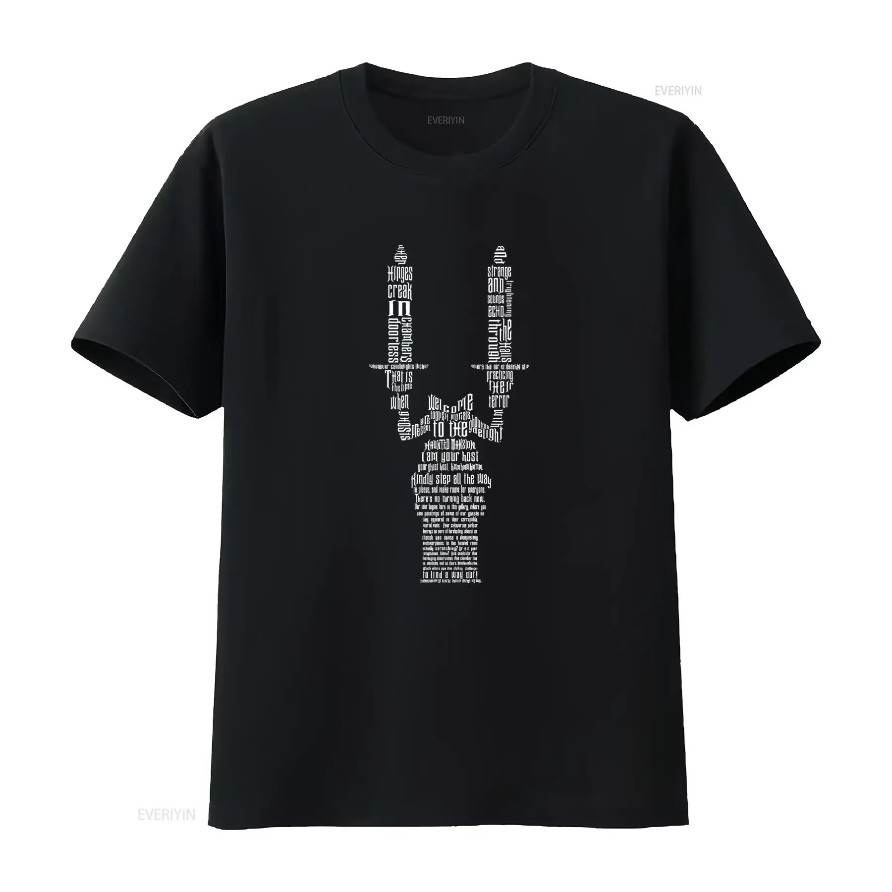Gothic Haunted Mansion Gargoyle Quote T Shirt for Horror Lovers vintage Washed homme Casual Comfortable streetwear