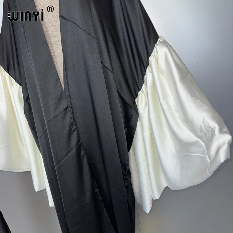 WINYI オリジナル韓服着物イブニングドレスビーチウェアカバーアップアフリカ女性ルーズパフ袖カーディガンボヘミアンホリデーカフタン