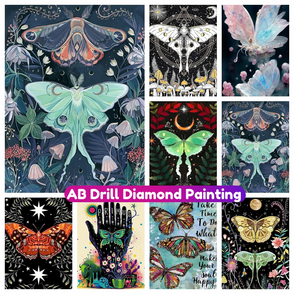 

Beautiful Dream Flying Butterfly AB Diamond Painting 5D Full Drill Rhinestone Mosaic Embroidery Cross Stitch Kit Home Decor