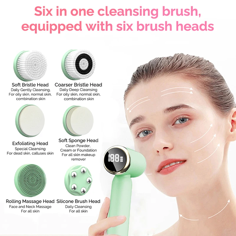 فرشاة تنظيف الوجه المحمولة، آلة تدليك الجسم، منتجات التجميل، منظف الوجه الكهربائي من السيليكون، أداة التنظيف #3