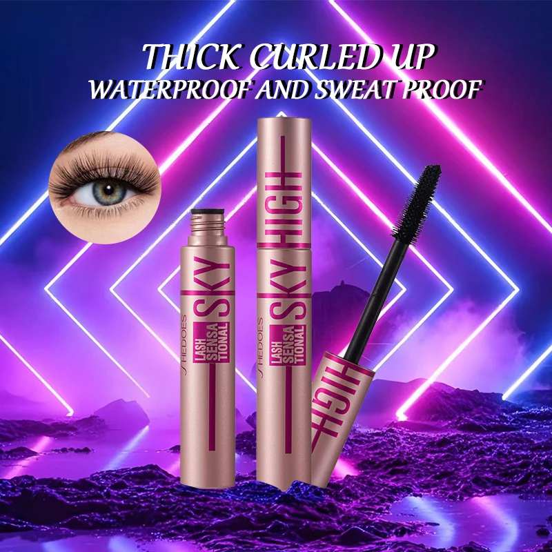 1PCS-SHEDOES Mascara 7D, long et bouclé, clair, imperméable, résistant à la sueur, pas facile à tacher, pas facile à enlever le maquillage, noir