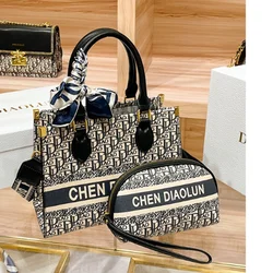 2024 New Women's Letter Bag Tote Bag Handbag Fashion Wide Shoulder Strap Women's Single Shoulder Slanting Cross Bags