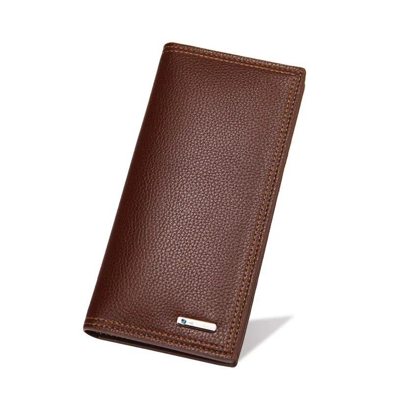 Men's Long Thin Slim Wallets Vintage Pu Leather Male Credit Card Holder Brown Money Purses Solid Simplicity Wallet for Man New