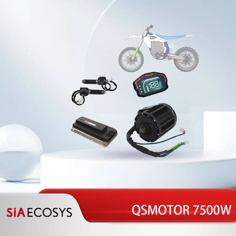 

QSMOTOR 7500W QS138 90H 120KMPH IPM Mid Drive Motor Kits Powertrain for Electric Offroad Dirtbike ATV with EM150 EM150-2