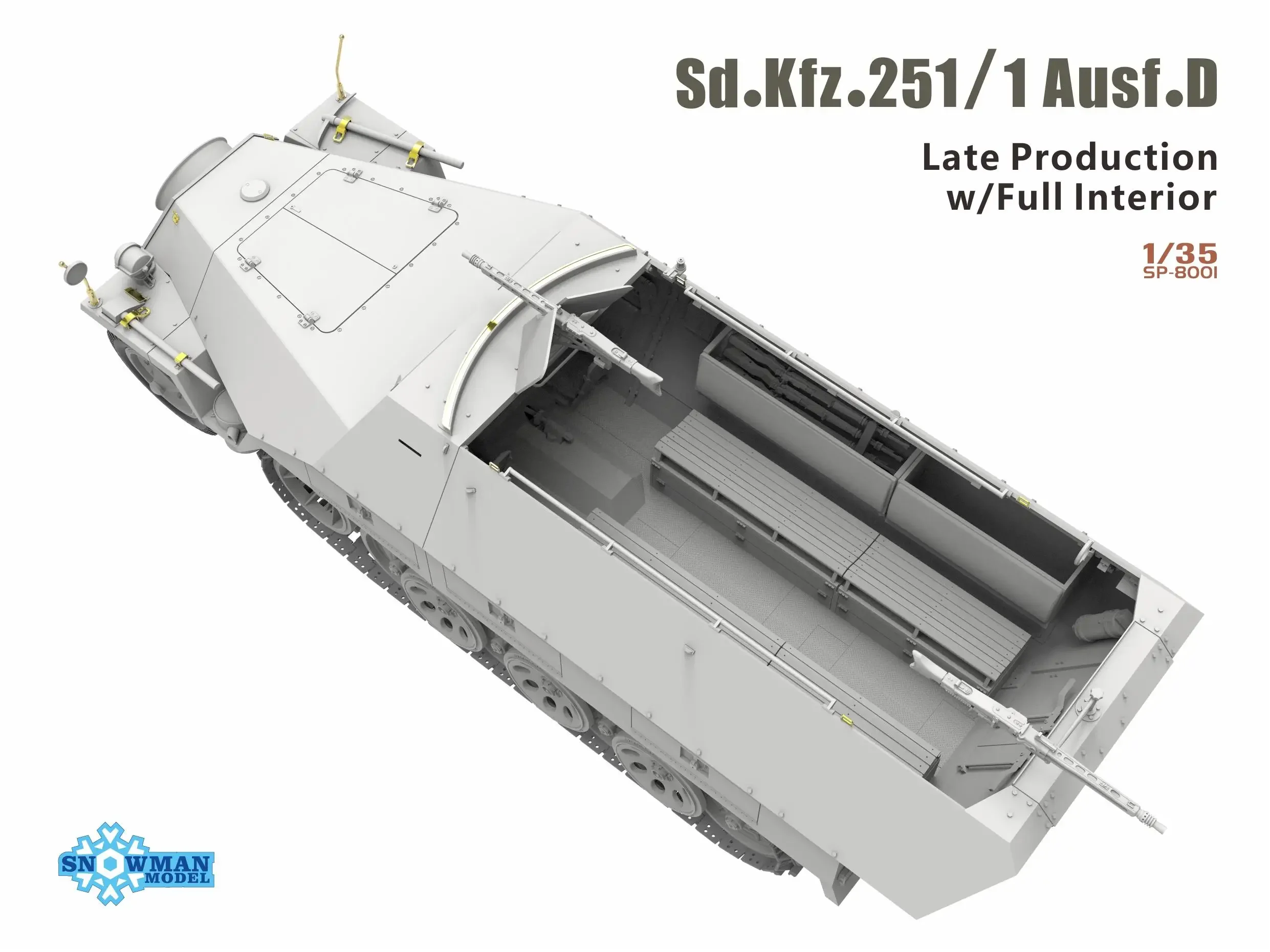 SNOWMAN SP-8001 1/35 German Sd Kfz.251/1 D-type Half Tracked Armored Personnel Carrier, Later Stage Fully Internal Structure