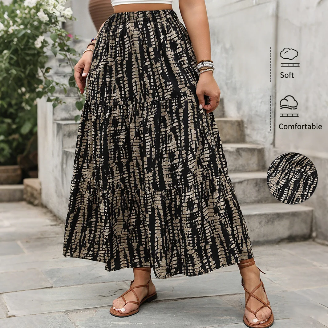 

Plus Size High Waist Midi Skirt Oversized Women's Spring New Casual Elegant Skirt for Chic Everyday Style