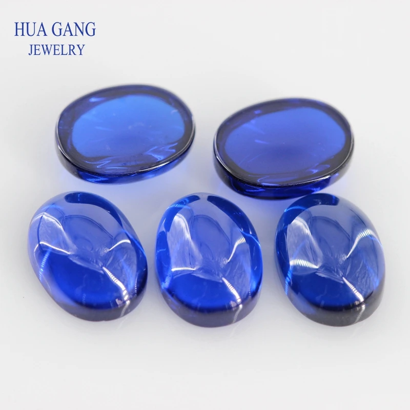 Synthetische edelsteen 5 #   robijn korund ovale vorm blauwe spinel cabochon gesneden platte bodem synthetische korund edelstenen steen voor sieraden