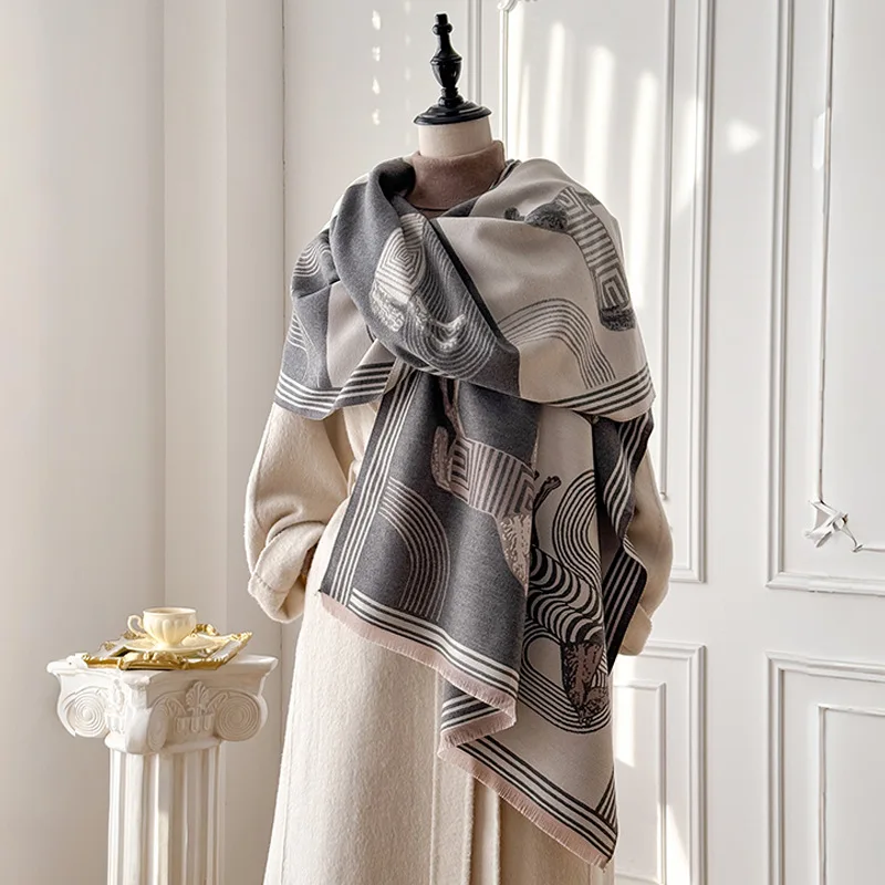 

Роскошные кашемировые шарфы, новые осенне-зимние толстые теплые шарфы с кисточками, женская шаль с конской, одеяло Bufanda Poncho Echarpe Pashmina