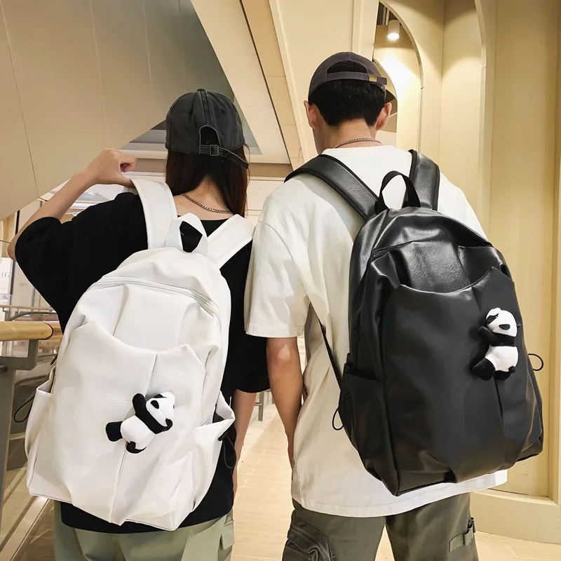 

Fashion Large Capacity Pu Backpack for College Student Teenage Couple Casual Retro Waterproof Schoolbag Book Laptop Travel Bags