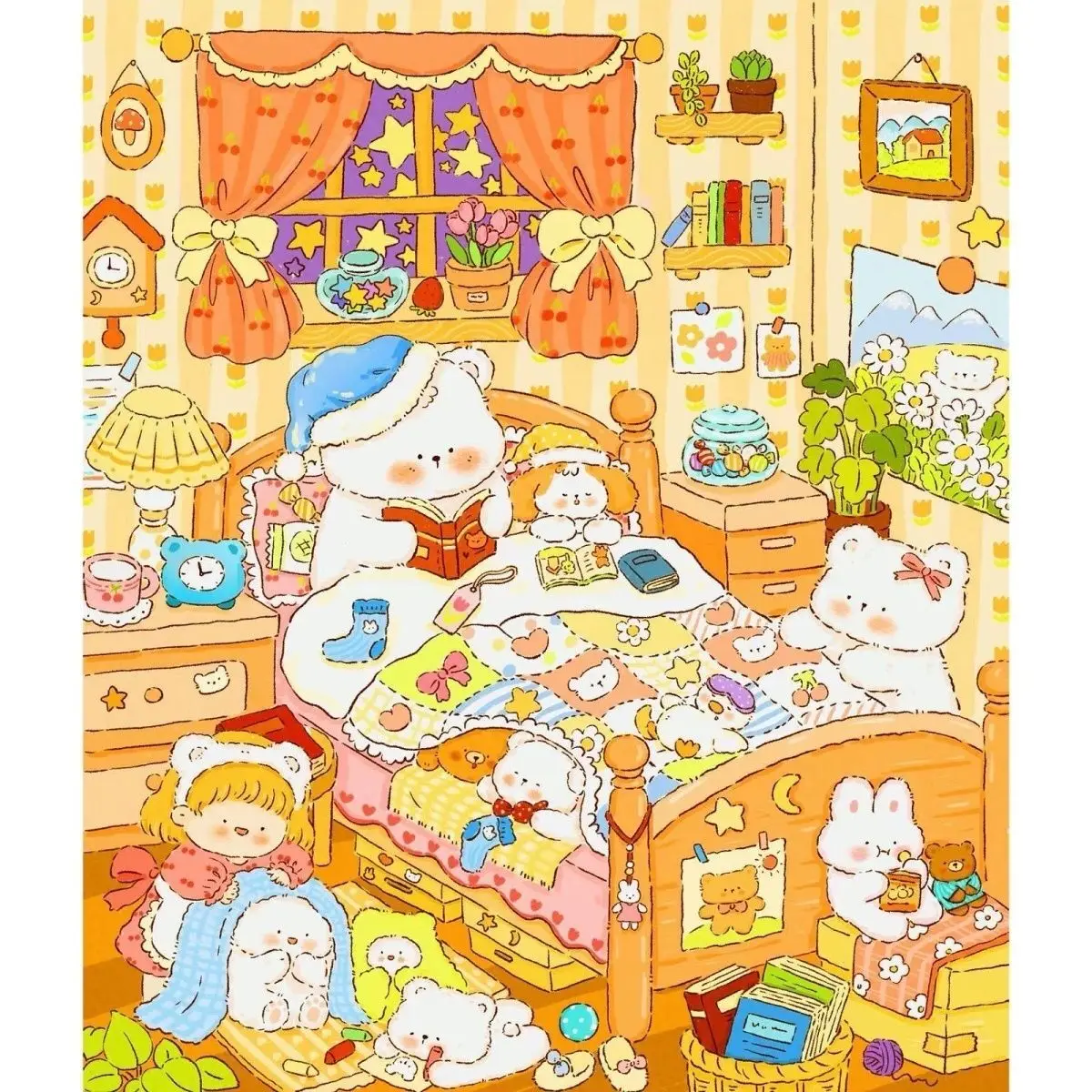 

9ct 60x80cm Little Bear's Night Time DIY Chinese Style Printed Kits Cross Stitch Thread Needlework Set Home Decor Crafts New