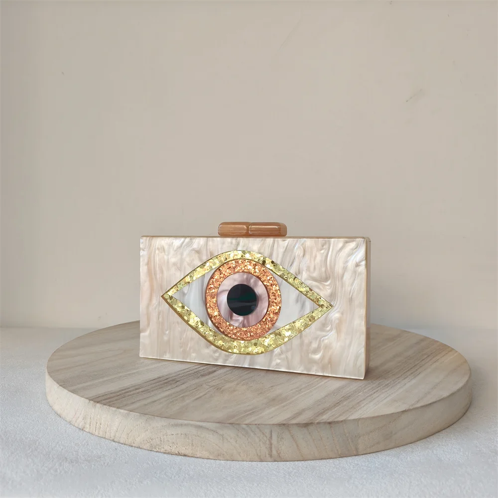 Beige Cartoon Evil Eye Luxury Clutch Bag Casual Banquet Shoulder Party Wedding Women\'s Purses And Handbags Designer Evening Flap