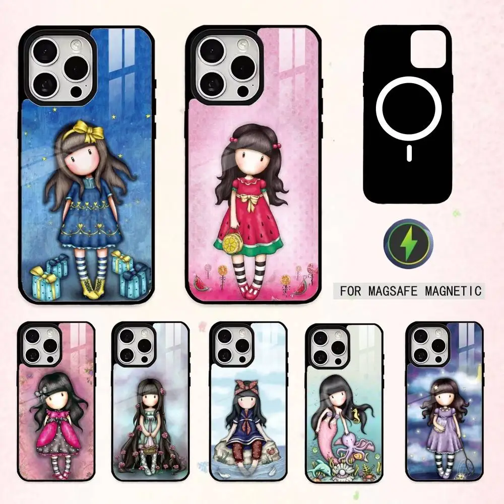 

L-Lovely S-Santoro G-Gorjuss S-Series Phone Case For iPhone17,16,15,14,13,12,11,Pro Max Magnetic For Magsafe Wireless Charging