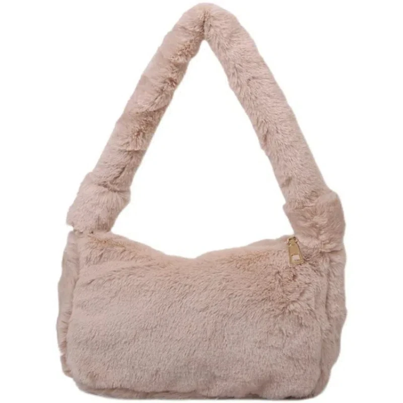 2024 Spring and Summer New Korean fashion stuffed Tote Bag Furry Bag Women\'s Shoulder Crossbody Underarm Bag