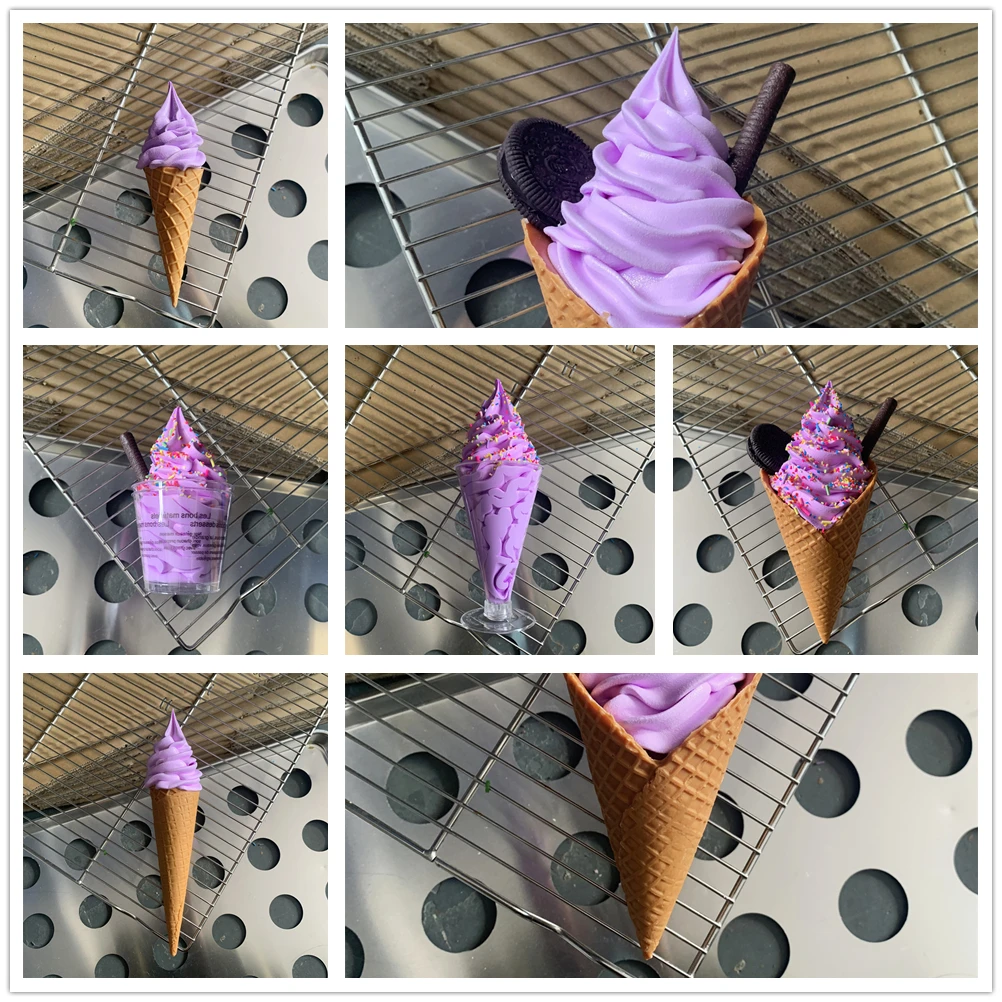 Realistic Faux Ice Cream Biscuit Purple Series Model Sweet Cake Cafe Icecreams Display Window Sundae Fake Food Cone Customize