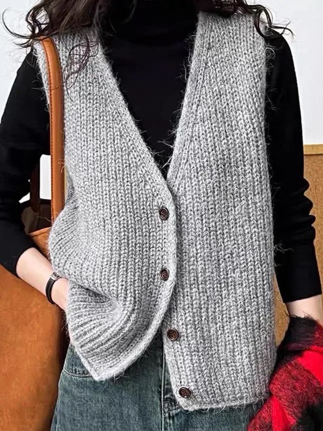 Printemps 2026 femmes tricoté gilet rétro superposition boutonné Cardigan Svel vêtements d'extérieur Faion coréen Sle fille vêtements d'extérieur