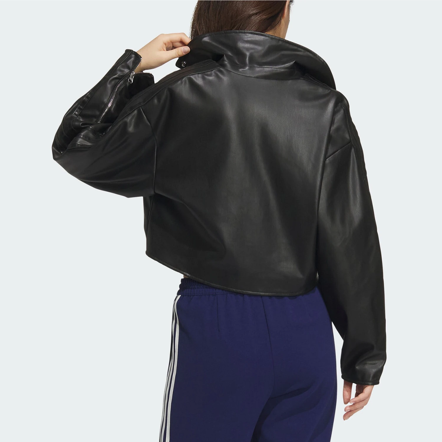 Adidas Official Genuine Originals Women's Biker Style Faux Leather Sports Jacket JL7553