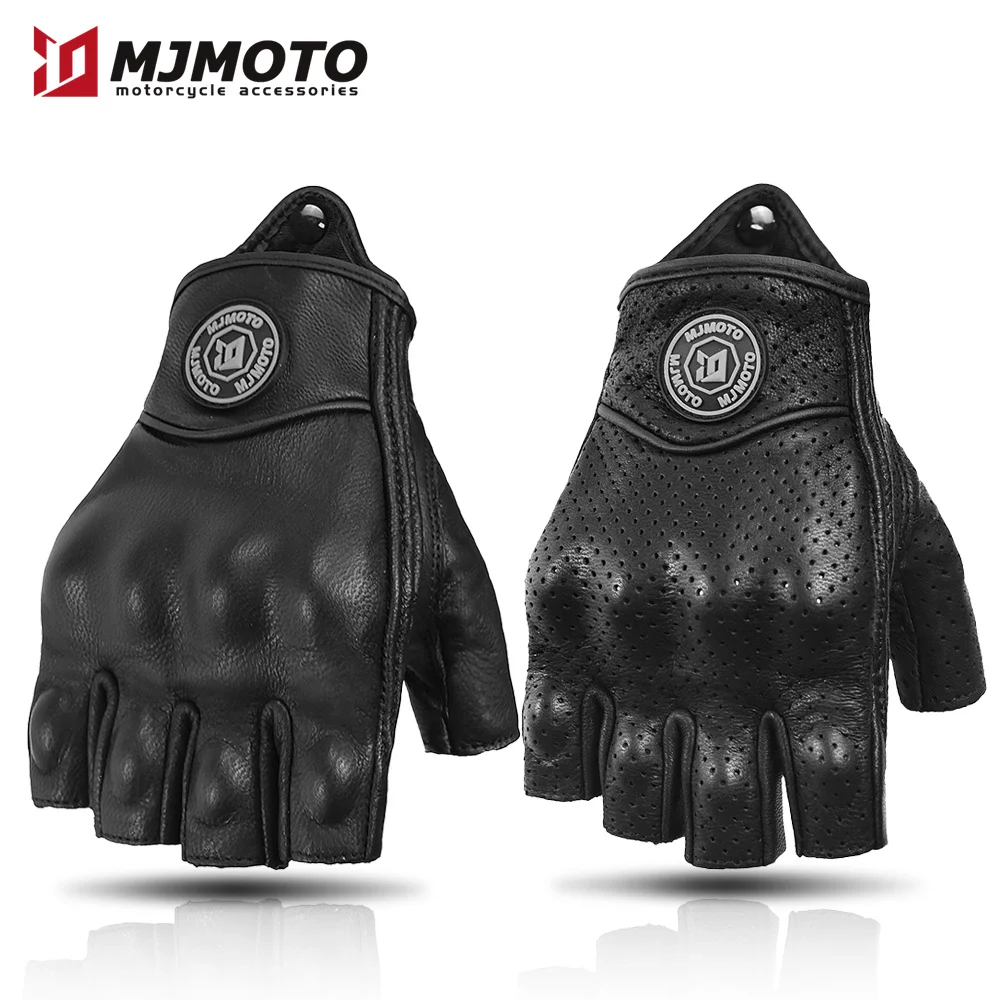 

Retro Leather Black Motorcycle Gloves Man Breathable Motocross Gloves Built-in Protective Case Motorbike Riding Gloves Anti-drop