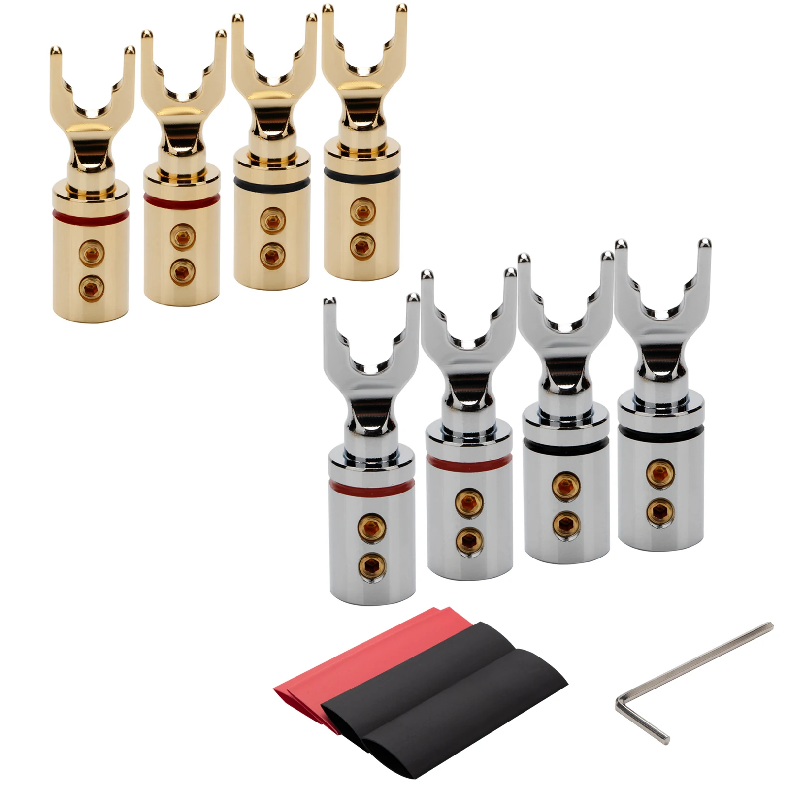Hifi Audio Pure Copper Y Spade Plug 3.0μ Rhodium Plated Speaker Terminal Connector Hi-end Speaker Cable Connector Adapter