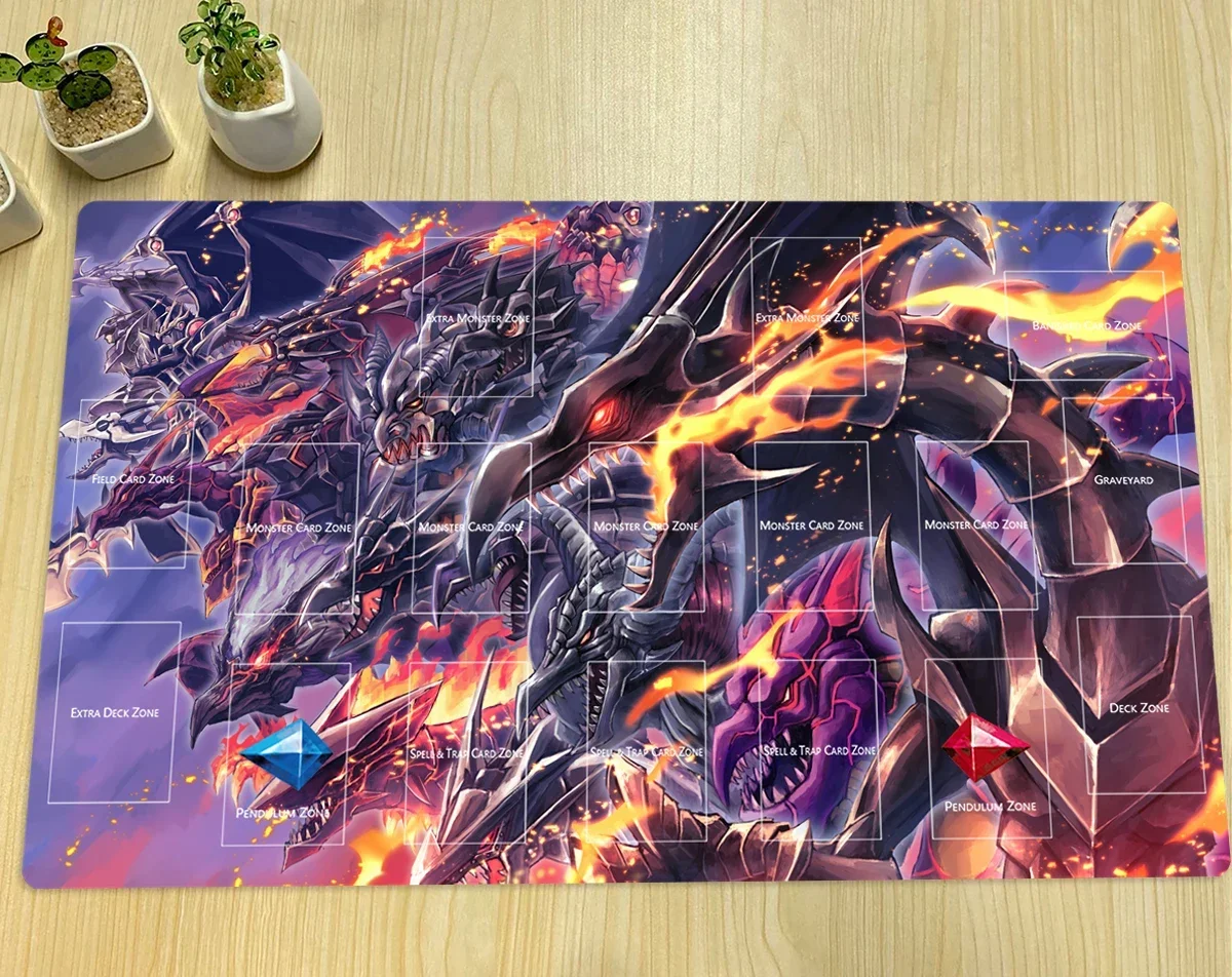 YuGiOh Red - Eyes Black Dragon TCG Mat CCG Duel Playmat Trading Card Game Mat Anime Rubber Mouse Pad Zones Free Bag 600x350x2mm view 3