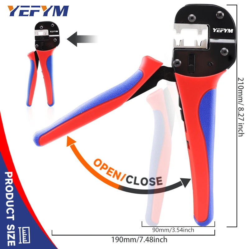 4.8/6.3 أطراف توصيل العلم أداة تجعيد السقاطة YFP-056FL كماشة تجعيد L نوع المجرف موصل 0.5-2.5mm2(20-13AWG)