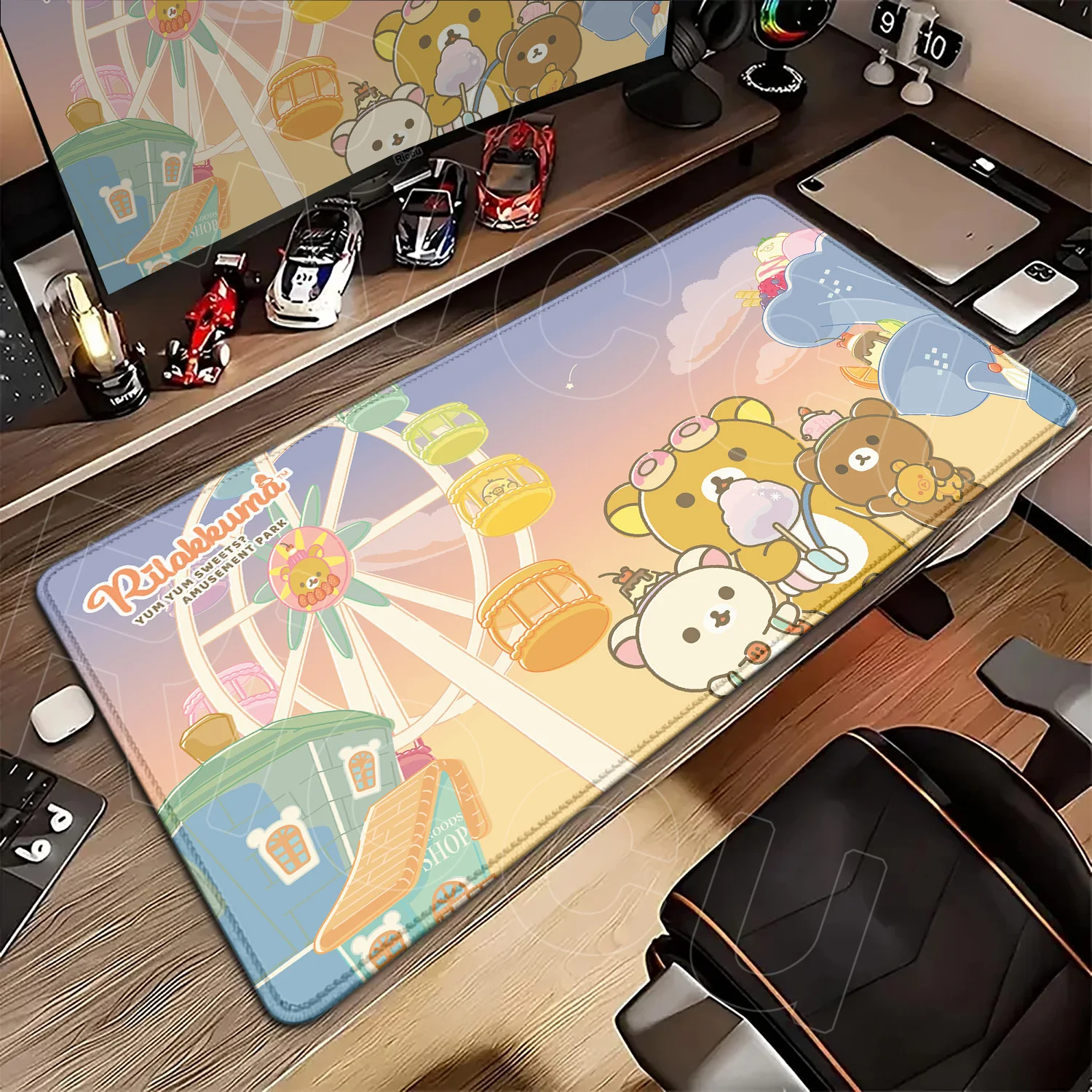 Computer Cartoon Yellow Mouse Pad Sanrio Rilakkuma Anime Kawaii Keyboard Carpet XL PC Cute Gaming Soft Mousepad HD Print Deskmat