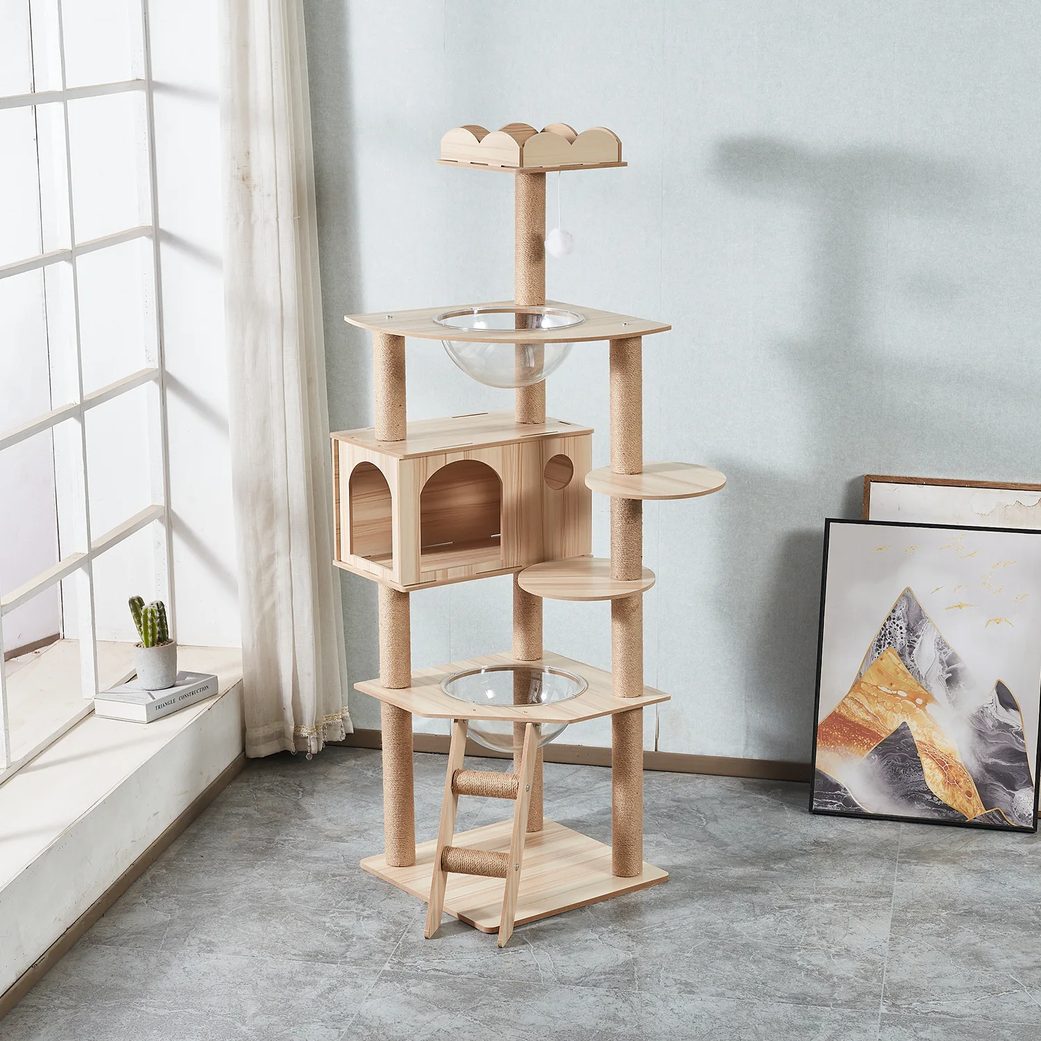 

Когтеточка-лежанка для кошек, лестница для кошек, интегрированная капсула-космосфера, для больших и малых домашних питомцев