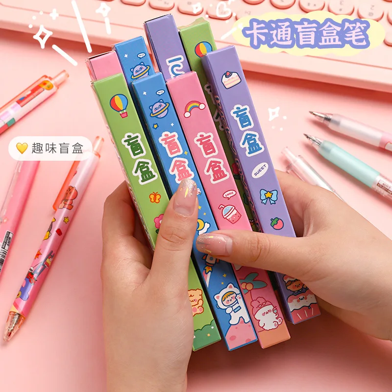 10pc New Blind Box Pen Series Kawaii Cartoon Sticker 0.5mm Press Gel Pen Refill for Kids Surprise Gift Stationery cute markers