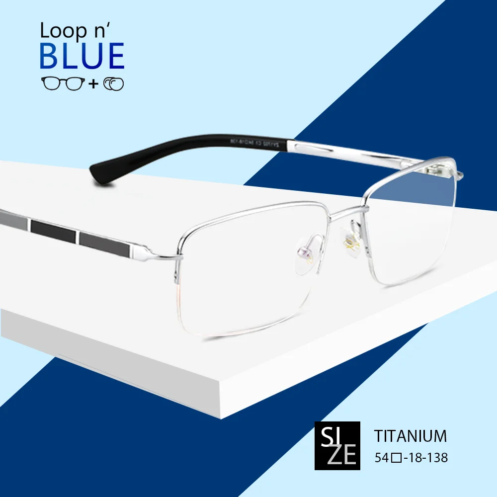 Loop Brand Classic Titanium Flex Men's Optical Glasses Men Spring Hinge Myopia Prescription Myopia Progressive Eyeglasses 8911