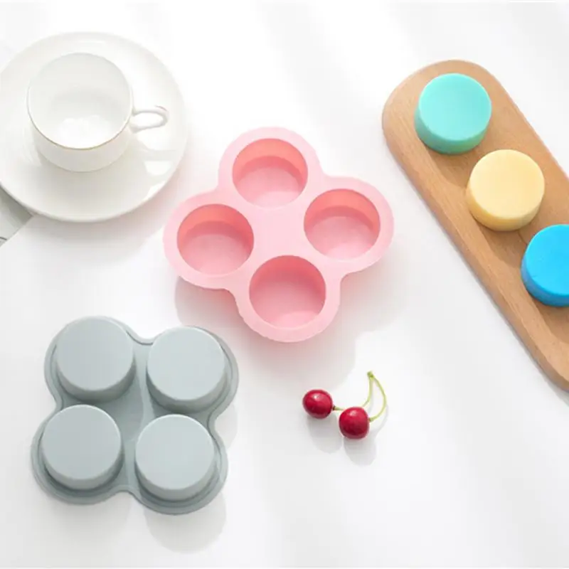 Mousse Cake Molds Round Cylinder Brownie Pan Molds 4 Cavity Round Silicone Cake Baking Pans Cheesecake Molds For Candy Mini