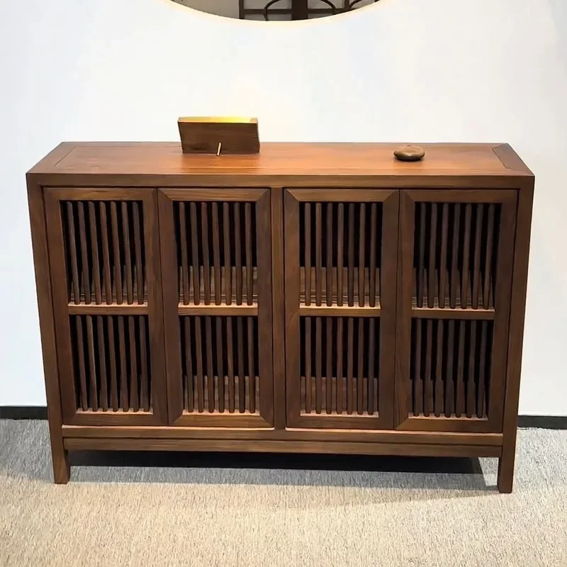 North American black walnut dining side cabinet Solid wood simple Zen restaurant cabinet Foyer tea room storage cabinet